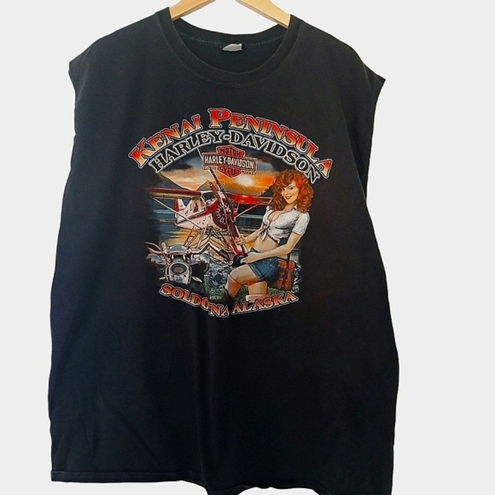 Harley Davidson T-Shirt Tank  Alaska Kenai Peninsula 2012 Sleeveless 2X Biker